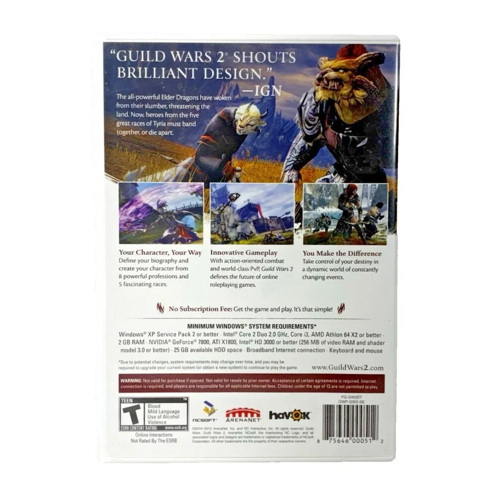 Guild Wars 2  ArenaNet NCSoft 2-Disc Set PC Game DVD-ROM Tested